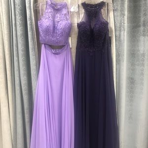 Lilac 2 piece and eggplant Prom dresses NEW each